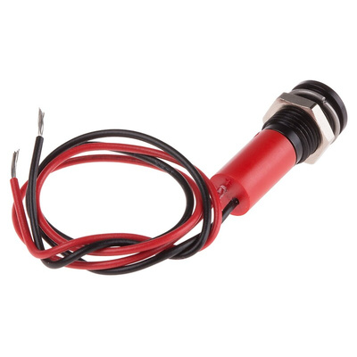RS PRO Red Panel Mount Indicator, 24V dc, 8mm Mounting Hole Size, Lead Wires Termination, IP67