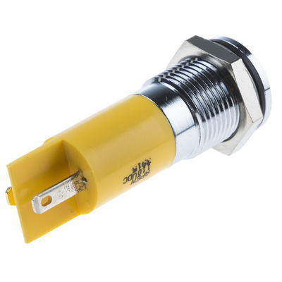 RS PRO Yellow Panel Mount Indicator, 110V dc, 14mm Mounting Hole Size, IP67