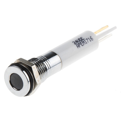 RS PRO White Panel Mount Indicator, 24V dc, 8mm Mounting Hole Size, Faston, Solder Lug Termination, IP67