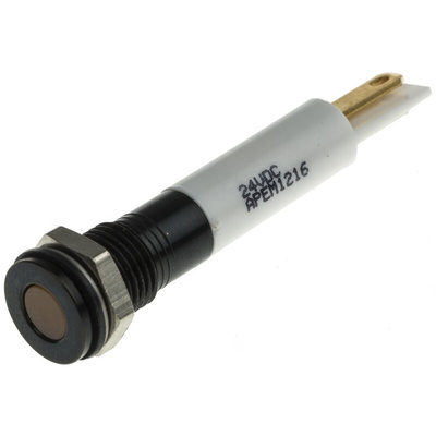 RS PRO Orange Panel Mount Indicator, 21.6 → 26.4V dc, 8mm Mounting Hole Size, IP67
