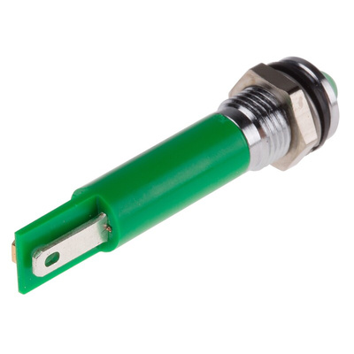 RS PRO Green Panel Mount Indicator, 110V ac, 8mm Mounting Hole Size, IP67