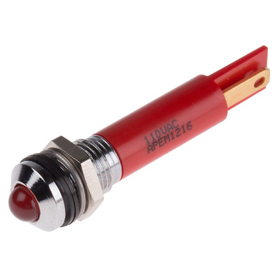 RS PRO Red Panel Mount Indicator, 110V ac, 8mm Mounting Hole Size, IP67