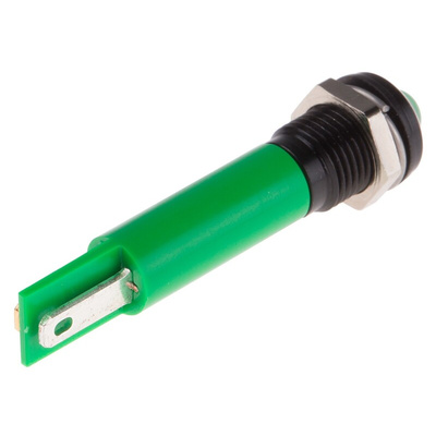 RS PRO Green Panel Mount Indicator, 220V ac, 8mm Mounting Hole Size, IP67