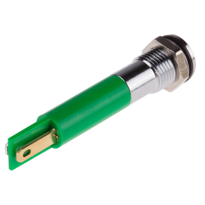RS PRO Green Panel Mount Indicator, 220V ac, 8mm Mounting Hole Size, IP67