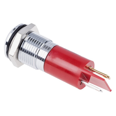 RS PRO Red Panel Mount Indicator, 110V ac, 14mm Mounting Hole Size, Faston, Solder Lug Termination, IP67