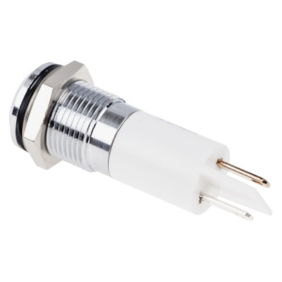 RS PRO White Panel Mount Indicator, 110V ac, 14mm Mounting Hole Size, Faston, Solder Lug Termination, IP67