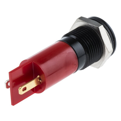 RS PRO Red Panel Mount Indicator, 220V ac, 14mm Mounting Hole Size, Faston, Solder Lug Termination, IP67