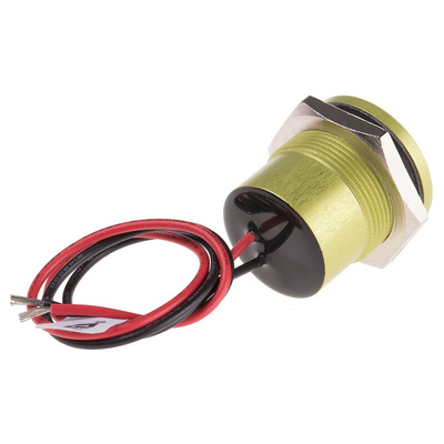 RS PRO Yellow Panel Mount Indicator, 22mm Mounting Hole Size, Lead Wires Termination, IP67