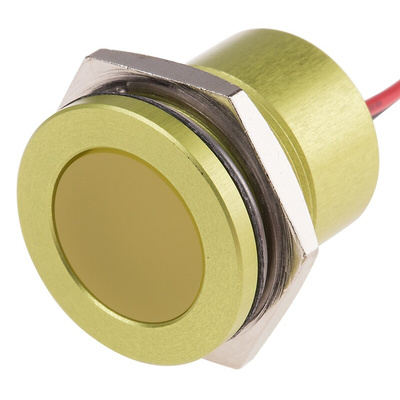 RS PRO Yellow Panel Mount Indicator, 22mm Mounting Hole Size, Lead Wires Termination, IP67