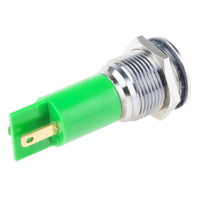 RS PRO Green Panel Mount Indicator, 16mm Mounting Hole Size, Solder Tab Termination