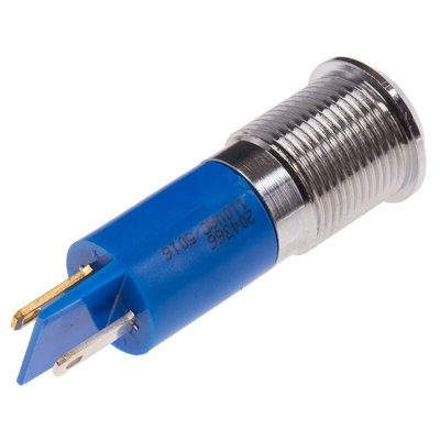 RS PRO Blue Panel Mount Indicator, 110V ac, 14.5mm Mounting Hole Size, Solder Tab Termination, IP40