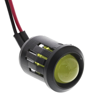 RS PRO Yellow Panel Mount Indicator, 24V dc, 14mm Mounting Hole Size, Lead Wires Termination