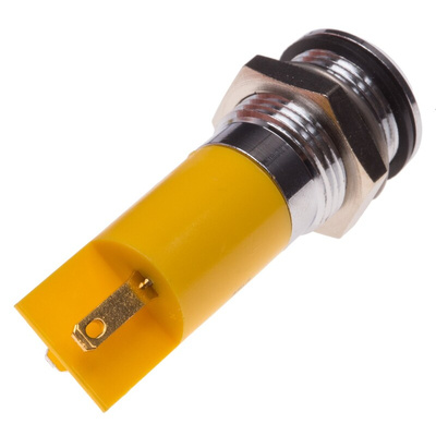 RS PRO Yellow Panel Mount Indicator, 110V ac, 14mm Mounting Hole Size, Solder Tab Termination, IP67