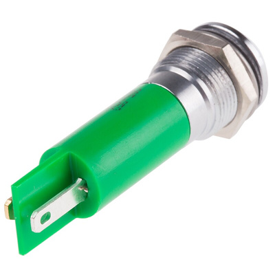 RS PRO Green Panel Mount Indicator, 130V ac, 12mm Mounting Hole Size, IP67