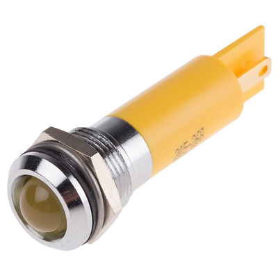 RS PRO Yellow Panel Mount Indicator, 130V ac, 12mm Mounting Hole Size, IP67