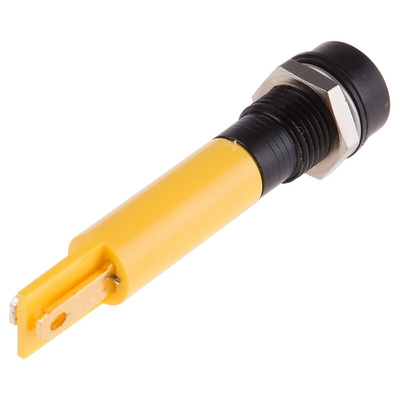 RS PRO Yellow Panel Mount Indicator, 24V ac/dc, 8mm Mounting Hole Size, Solder Tab Termination, IP67