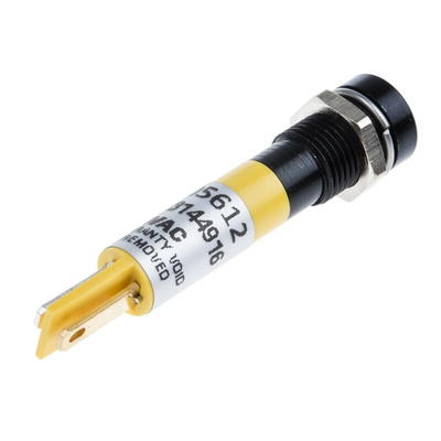 RS PRO Yellow Panel Mount Indicator, 24V ac, 8mm Mounting Hole Size, Solder Tab Termination