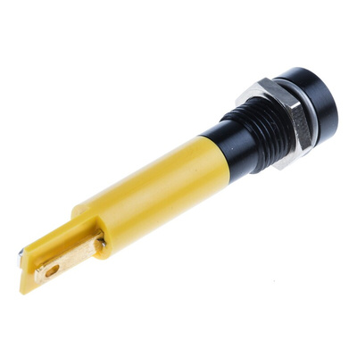RS PRO Yellow Flashing LED Panel Mount Indicator, 24V dc, 8mm Mounting Hole Size, Solder Tab Termination