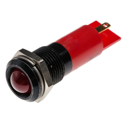 RS PRO Red Panel Mount Indicator, 14mm Mounting Hole Size, Solder Tab Termination