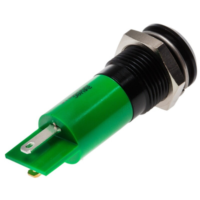 RS PRO Green Panel Mount Indicator, 14mm Mounting Hole Size, Solder Tab Termination