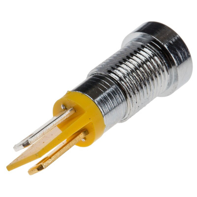 RS PRO Yellow Panel Mount Indicator, 2V dc, 8mm Mounting Hole Size, Solder Tab Termination