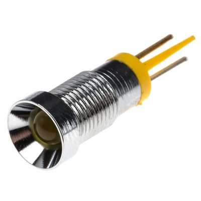 RS PRO Yellow Panel Mount Indicator, 2V dc, 8mm Mounting Hole Size, Solder Tab Termination