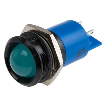 RS PRO Blue Panel Mount Indicator, 22mm Mounting Hole Size, Solder Tab Termination