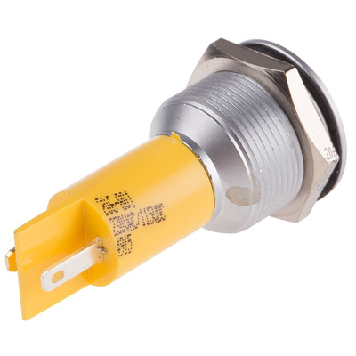 RS PRO Yellow Panel Mount Indicator, 115 V dc, 230V ac, 19mm Mounting Hole Size