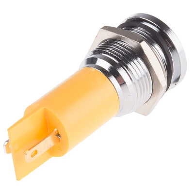 RS PRO Yellow Panel Mount Indicator, 16mm Mounting Hole Size, Solder Tab Termination