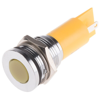 RS PRO Yellow Panel Mount Indicator, 16mm Mounting Hole Size, Solder Tab Termination