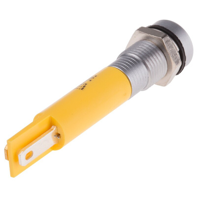RS PRO Yellow Panel Mount Indicator, 8mm Mounting Hole Size, Solder Tab Termination, IP67