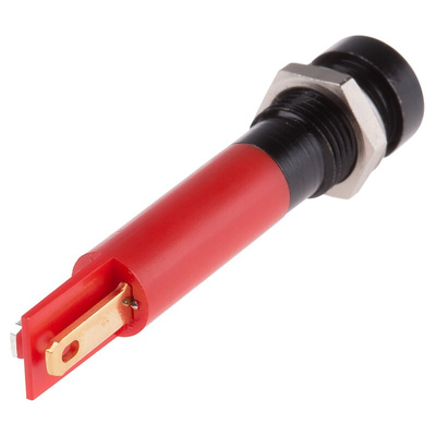 RS PRO Red Panel Mount Indicator, 24V ac, 8mm Mounting Hole Size, Solder Tab Termination