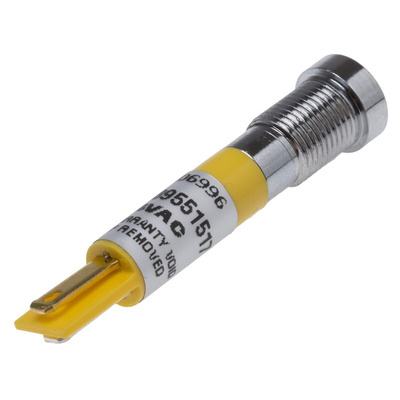 RS PRO Yellow Panel Mount Indicator, 24V ac, 8mm Mounting Hole Size, Solder Tab Termination