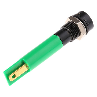 RS PRO Green Panel Mount Indicator, 110V ac, 8mm Mounting Hole Size, Solder Tab Termination, IP40