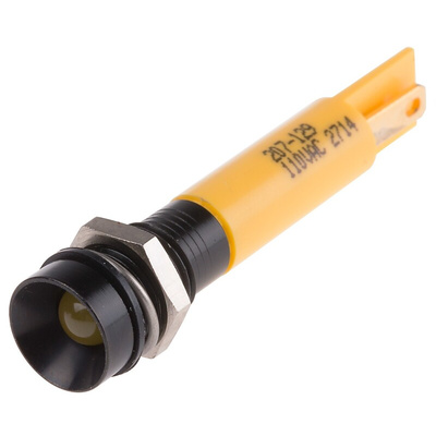 RS PRO Yellow Panel Mount Indicator, 110V ac, 8mm Mounting Hole Size, Solder Tab Termination