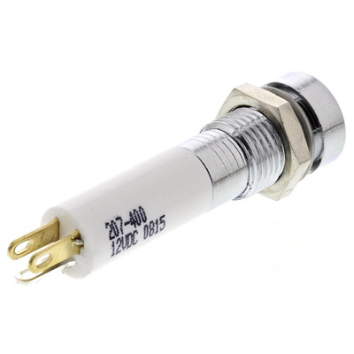RS PRO Green, Red, Yellow Panel Mount Indicator, 12V dc, 8mm Mounting Hole Size, Solder Tab Termination