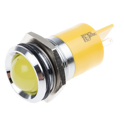 RS PRO Yellow Panel Mount Indicator, 24 → 36V dc, 22mm Mounting Hole Size