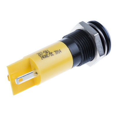 RS PRO Yellow Panel Mount Indicator, 14mm Mounting Hole Size, Solder Tab Termination, IP67