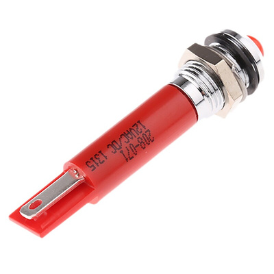 RS PRO Red Panel Mount Indicator, 8mm Mounting Hole Size, Solder Tab Termination, IP67