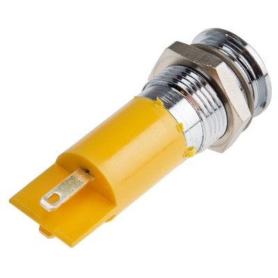 RS PRO Yellow Panel Mount Indicator, 48 → 65V dc, 14mm Mounting Hole Size