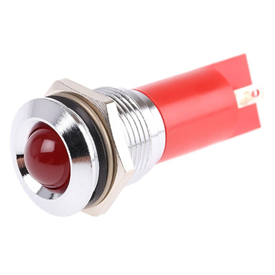 RS PRO Red Panel Mount Indicator, 115 V dc, 230V ac, 16mm Mounting Hole Size, Solder Tab Termination