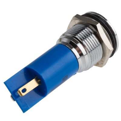 RS PRO Blue Panel Mount Indicator, 115V dc, 16mm Mounting Hole Size, Solder Tab Termination