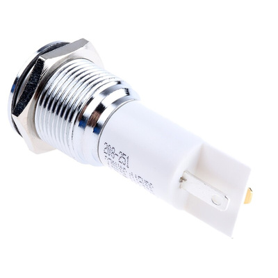 RS PRO White Panel Mount Indicator, 115 V dc, 230V ac, 16mm Mounting Hole Size, Solder Tab Termination
