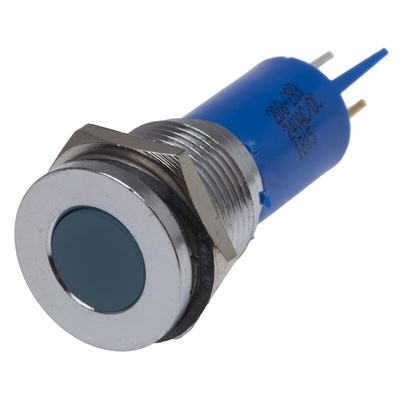 RS PRO Blue Panel Mount Indicator, 16mm Mounting Hole Size, Solder Tab Termination