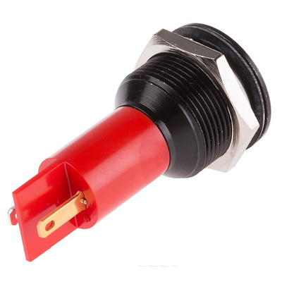 RS PRO Red Panel Mount Indicator, 19mm Mounting Hole Size, Solder Tab Termination, IP67