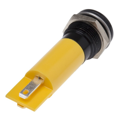 RS PRO Yellow Panel Mount Indicator, 12mm Mounting Hole Size, Solder Tab Termination, IP67