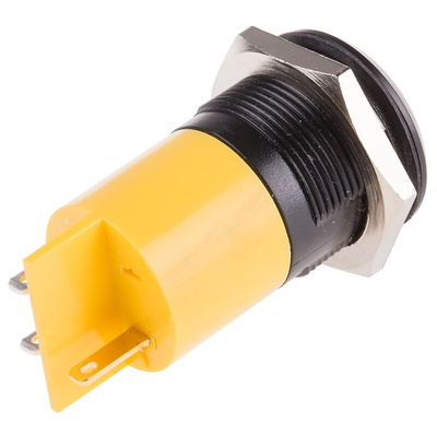 RS PRO Yellow Panel Mount Indicator, 22mm Mounting Hole Size, Solder Tab Termination