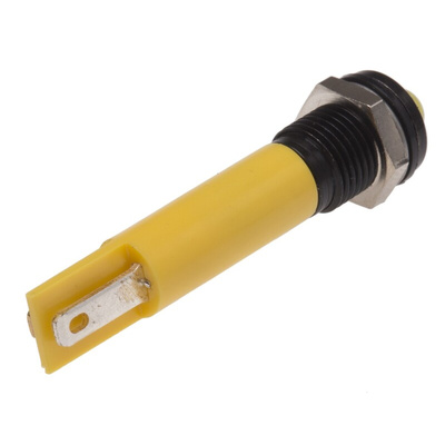 RS PRO Yellow Panel Mount Indicator, 110V ac, 8mm Mounting Hole Size, Solder Tab Termination