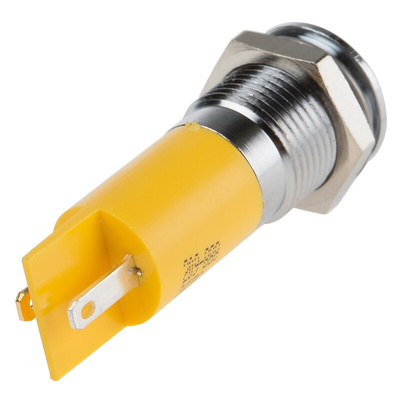 RS PRO Yellow Flashing LED Panel Mount Indicator, 24V dc, 14mm Mounting Hole Size, Solder Tab Termination