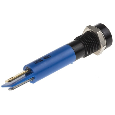 RS PRO Blue Panel Mount Indicator, 12V dc, 8mm Mounting Hole Size, Solder Tab Termination